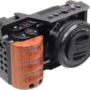 Camera Cage for Sony Alpha ZV-E10 with Wood Handle Full Cage