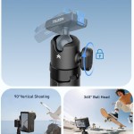 TELESIN 40cm/15.7'' Mini Selfie Stick Tripod, Magnetic Quick Release Selfie Sticks Handle Grip